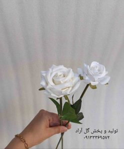 شاخه رز مصنوعی سفید | باکیفیت و قابل شستشو | ارتفاع ۵۰ سانت