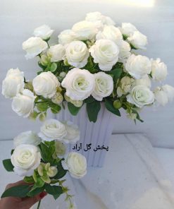 گل مصنوعی رز سفید بوته ای بوته ای