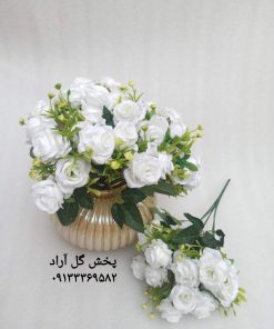 گل رز مصنوعی ریز سفید بوته رز مینیاتوری