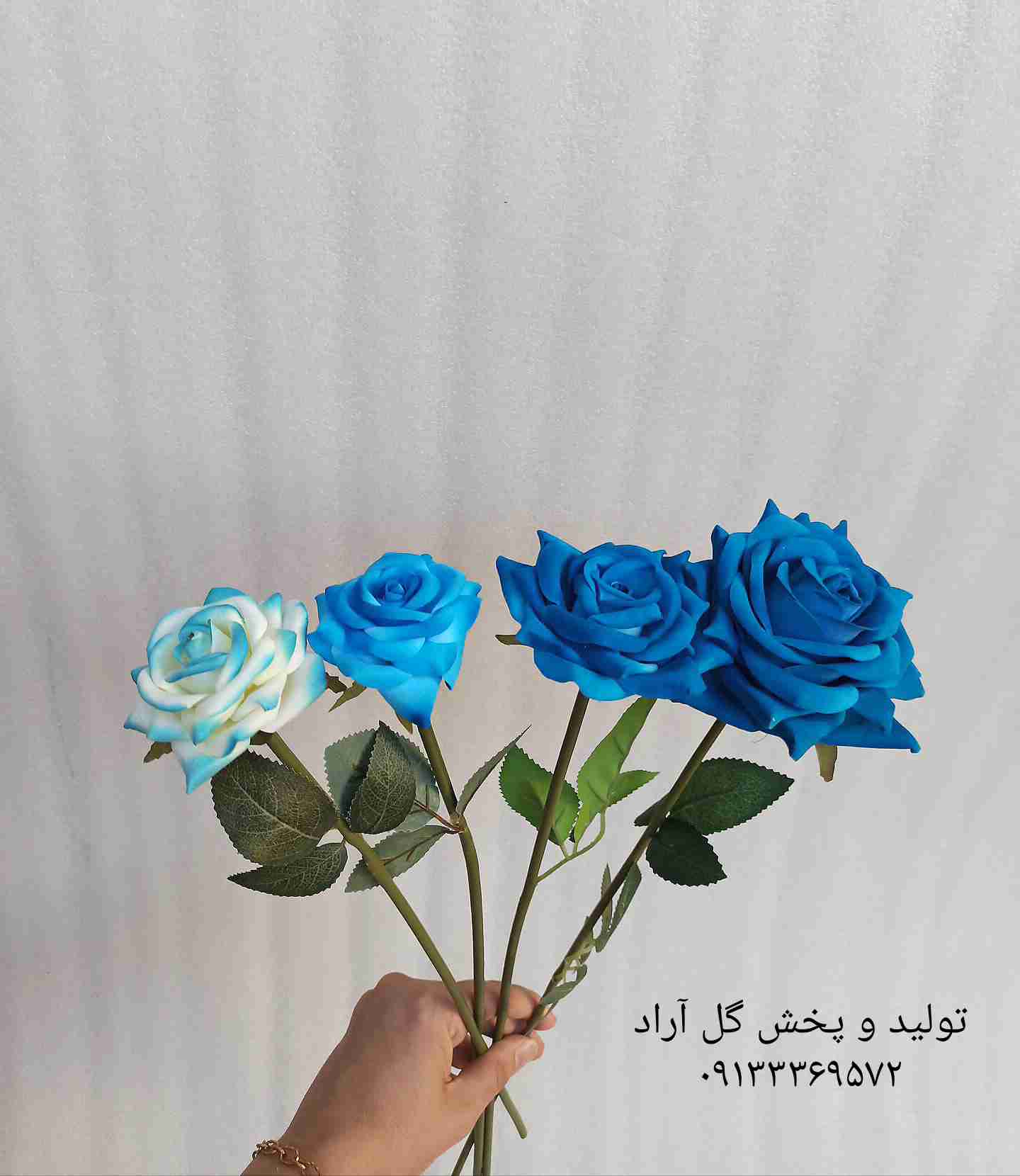 شاخه گل رز مصنوعی آبی با کیفیت عالی