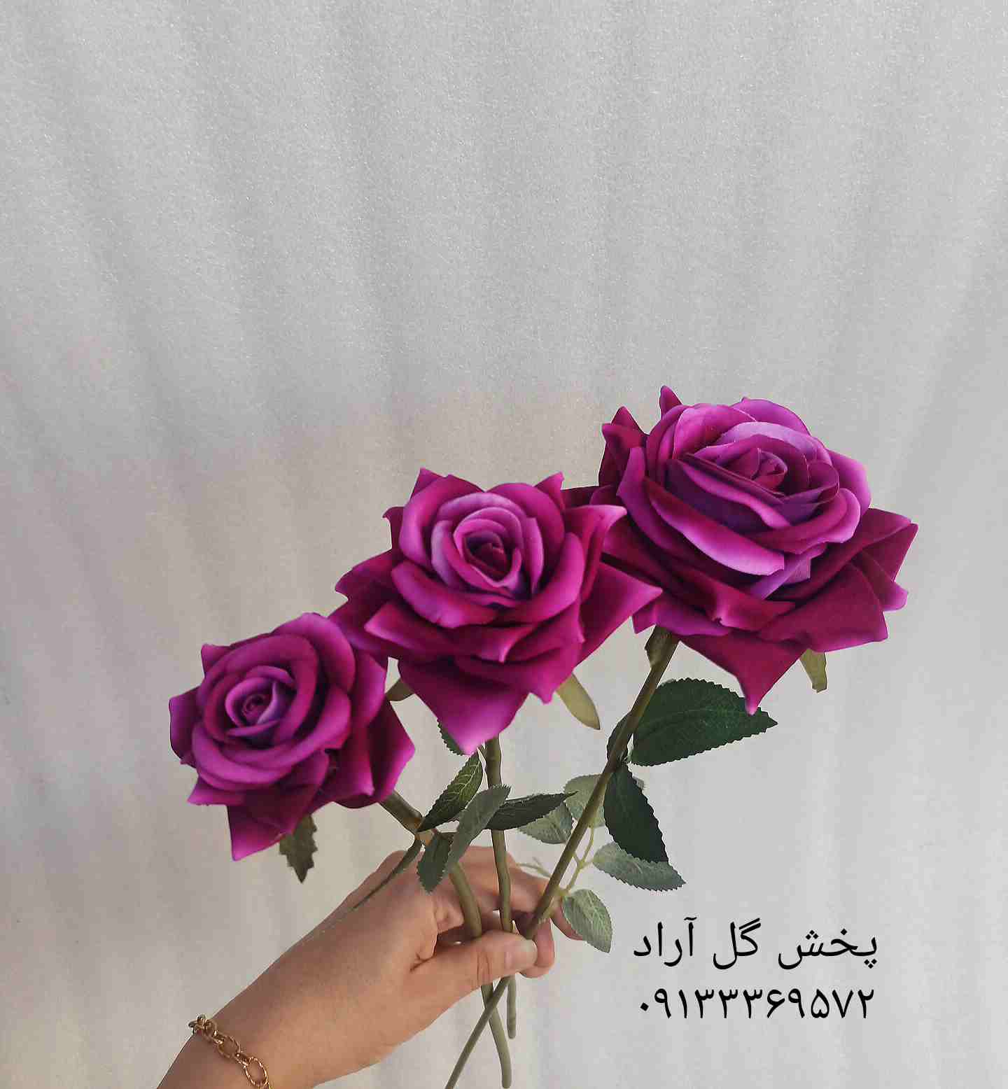 شاخه گل رز مصنوعی بنفش خارجی قابل شستشو